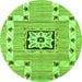 Round Abstract Green Modern Rug, abs803grn