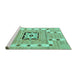 Sideview of Machine Washable Abstract Turquoise Modern Area Rugs, wshabs803turq