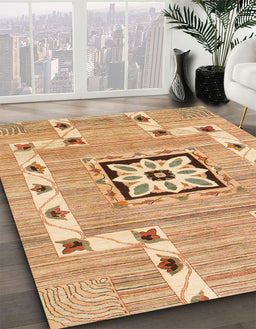 Abstract Chocolate Brown Modern Rug in Family Room, abs803