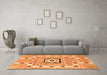 Machine Washable Abstract Orange Modern Area Rugs in a Living Room, wshabs803org