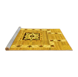 Sideview of Machine Washable Abstract Yellow Modern Rug, wshabs803yw