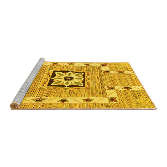 Sideview of Machine Washable Abstract Yellow Modern Rug, wshabs803yw