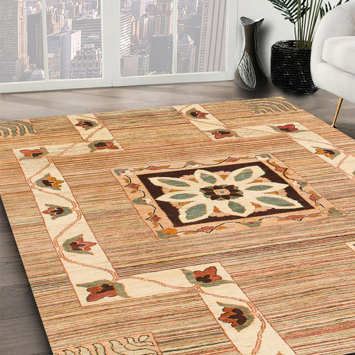 Machine Washable Abstract Chocolate Brown Rug in a Family Room, wshabs803