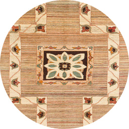 Round Abstract Chocolate Brown Modern Rug, abs803