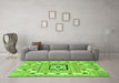 Machine Washable Abstract Green Modern Area Rugs in a Living Room,, wshabs803grn