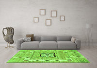 Machine Washable Abstract Green Modern Rug, wshabs803grn