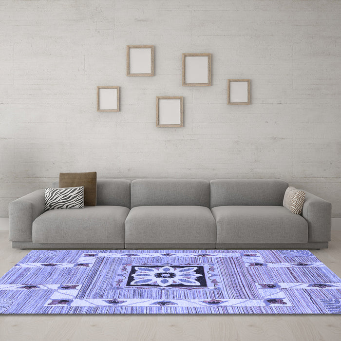 Machine Washable Abstract Blue Modern Rug in a Living Room, wshabs803blu