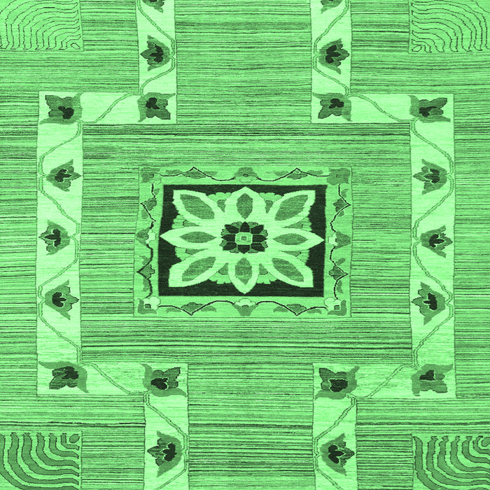 Square Abstract Emerald Green Modern Rug, abs803emgrn