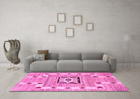 Machine Washable Abstract Pink Modern Rug, wshabs803pnk