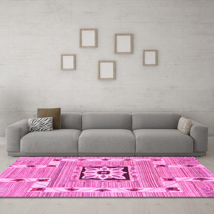 Machine Washable Abstract Pink Modern Rug in a Living Room, wshabs803pnk