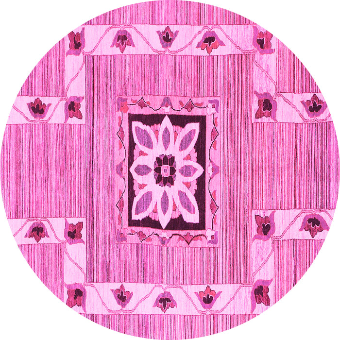 Round Abstract Pink Modern Rug, abs803pnk