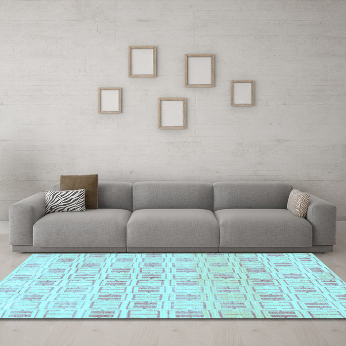 Machine Washable Abstract Light Blue Modern Rug in a Living Room, wshabs804lblu