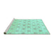 Sideview of Machine Washable Abstract Turquoise Modern Area Rugs, wshabs804turq