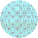 Round Abstract Light Blue Modern Rug, abs804lblu