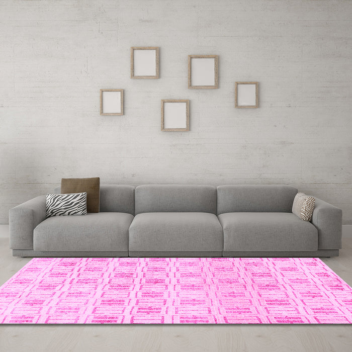 Machine Washable Abstract Pink Modern Rug in a Living Room, wshabs804pnk