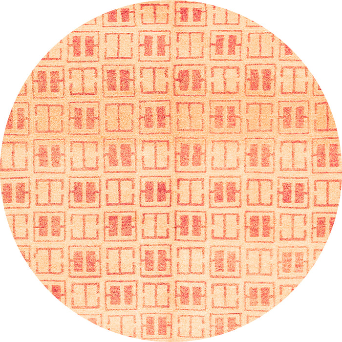 Round Machine Washable Abstract Orange Modern Area Rugs, wshabs804org