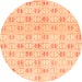 Round Machine Washable Abstract Orange Modern Area Rugs, wshabs804org