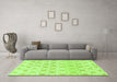 Machine Washable Abstract Green Modern Area Rugs in a Living Room,, wshabs804grn