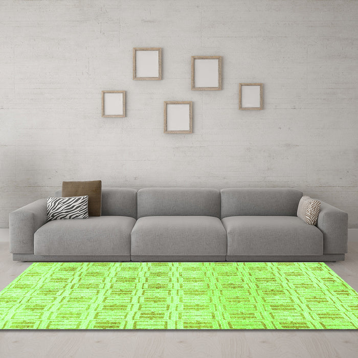 Machine Washable Abstract Green Modern Area Rugs in a Living Room,, wshabs804grn