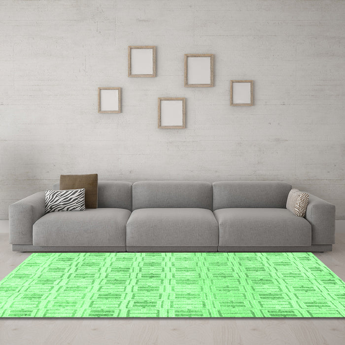 Machine Washable Abstract Emerald Green Modern Area Rugs in a Living Room,, wshabs804emgrn