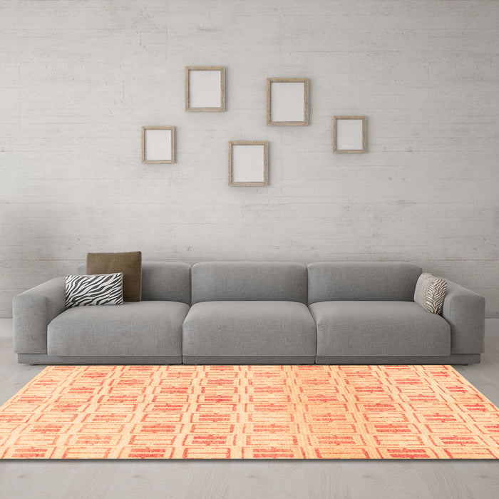 Machine Washable Abstract Orange Modern Area Rugs in a Living Room, wshabs804org