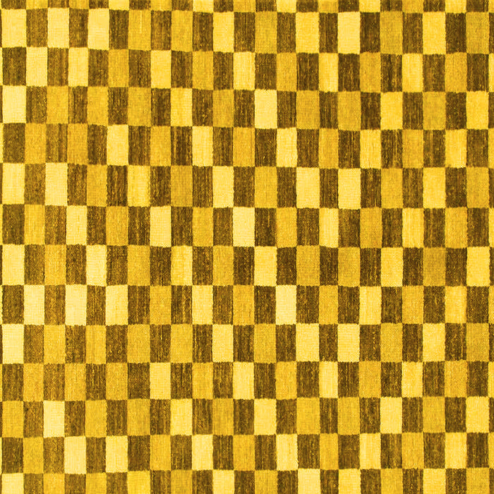 Square Machine Washable Checkered Yellow Modern Rug, wshabs805yw