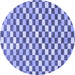 Round Machine Washable Checkered Blue Modern Rug, wshabs805blu