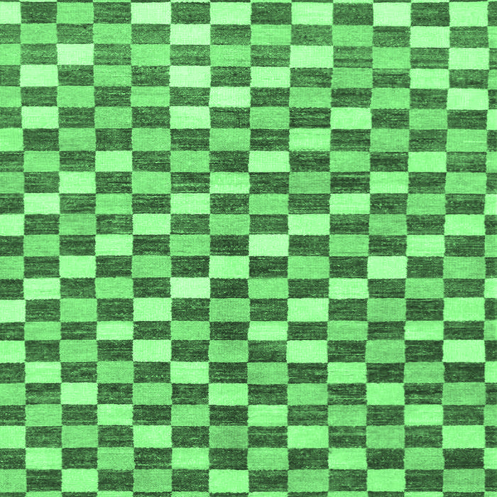 Square Machine Washable Checkered Emerald Green Modern Area Rugs, wshabs805emgrn