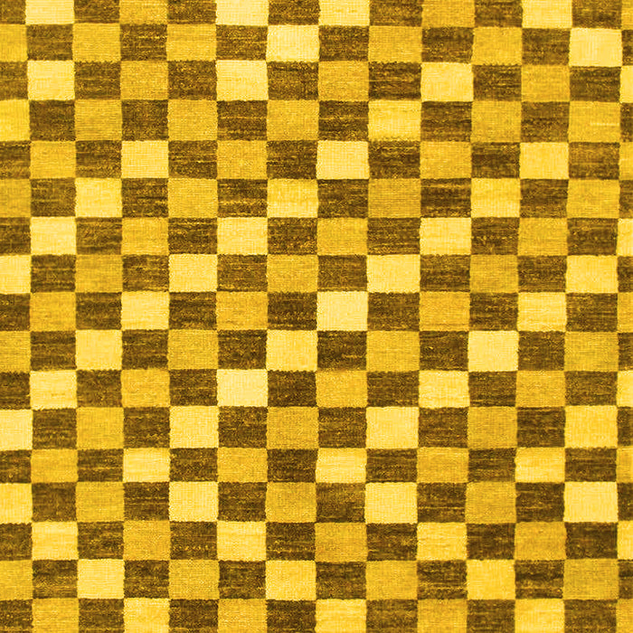 Machine Washable Checkered Yellow Modern Rug, wshabs805yw