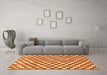 Machine Washable Checkered Orange Modern Area Rugs in a Living Room, wshabs805org