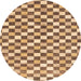 Round Abstract Sienna Brown Checkered Rug, abs805