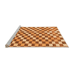 Sideview of Machine Washable Checkered Orange Modern Area Rugs, wshabs805org