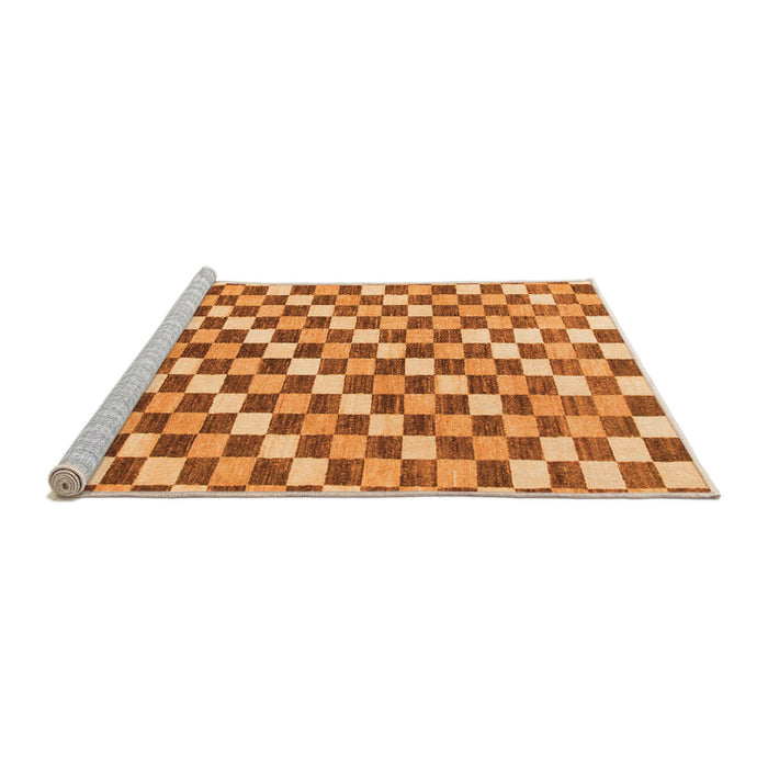 Sideview of Machine Washable Checkered Orange Modern Area Rugs, wshabs805org