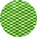 Round Machine Washable Checkered Green Modern Area Rugs, wshabs805grn