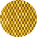 Round Machine Washable Checkered Yellow Modern Rug, wshabs805yw