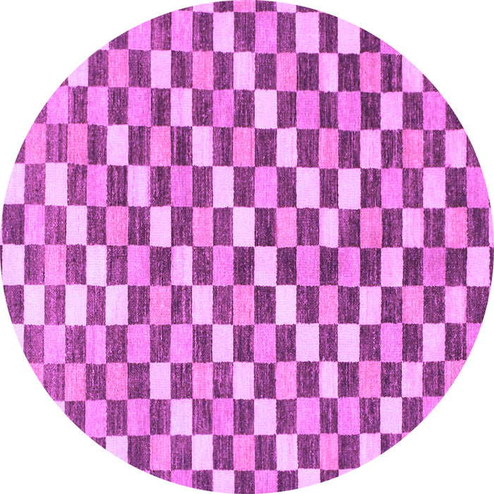 Round Checkered Purple Modern Rug, abs805pur