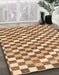 Abstract Sienna Brown Checkered Rug in Family Room, abs805