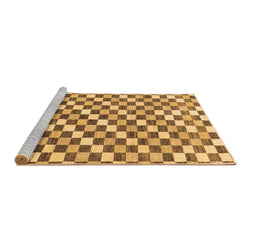 Sideview of Machine Washable Checkered Brown Modern Rug, wshabs805brn