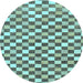 Round Machine Washable Checkered Light Blue Modern Rug, wshabs805lblu