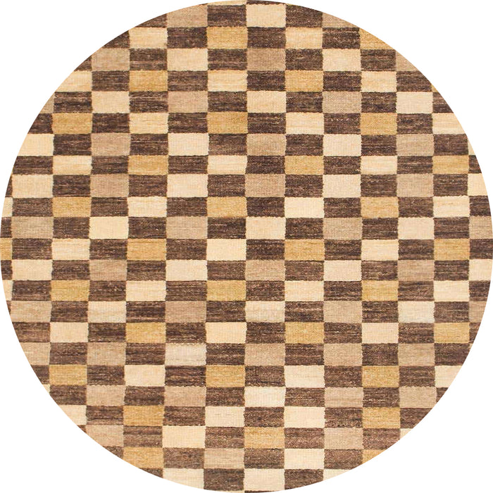 Round Machine Washable Abstract Sienna Brown Rug, wshabs805