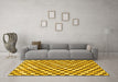 Machine Washable Checkered Yellow Modern Rug in a Living Room, wshabs805yw
