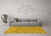 Machine Washable Checkered Yellow Modern Rug, wshabs805yw