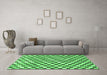 Machine Washable Checkered Emerald Green Modern Area Rugs in a Living Room,, wshabs805emgrn