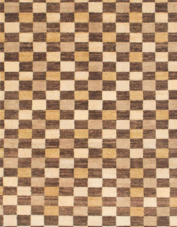 Abstract Sienna Brown Checkered Rug, abs805