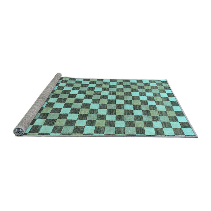 Sideview of Machine Washable Checkered Light Blue Modern Rug, wshabs805lblu