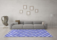 Machine Washable Checkered Blue Modern Rug, wshabs805blu