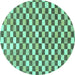 Round Checkered Turquoise Modern Rug, abs805turq