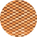 Round Checkered Orange Modern Rug, abs805org