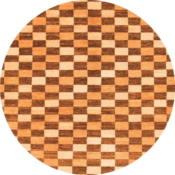 Round Machine Washable Checkered Orange Modern Area Rugs, wshabs805org