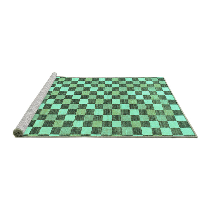 Sideview of Machine Washable Checkered Turquoise Modern Area Rugs, wshabs805turq